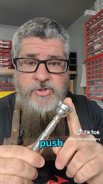 Replying to @cad0608 Fix your dented tuba mouthpiece shank #banddirectorsoftiktok #instrumentrepairs #banddirector #instrumentrepairschool #trumpet #tuba