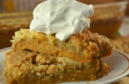 Pumpkin Crunch Cake Recipe using Yellow Cake Mix - These Old Cookbooks