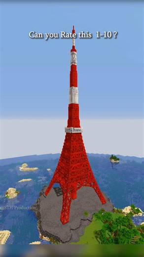 I Made the Tokyo tower in Minecraft #minecraftshorts #minecraft #minecraftbuilds #tokyo #tower