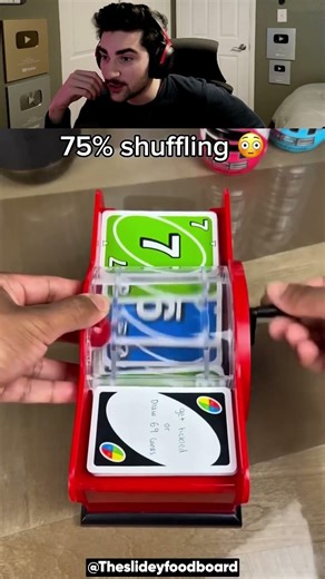 Shuffling Uno Cards At Different Levels! 😯 @Theslideyfoodboard