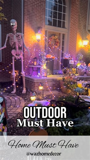 MICHELLE | Neutral Modern Home on Instagram: "Here’s the ULTIMATE OUTDOOR Halloween GLOW UP!! Comment LINK for Halloween Lights!! These Halloween lights create the perfect fun outdoor atmosphere!! I love all the options for color and pattern. They are endless!! 🤩 @ollny_official #outdoorlights #outdoor #homeandgarden #myhome #musthave #amazonfinds #betterhomesandgardens #myhome #diyhome #diyprojects #modern #modernhome #neutral #neutralhome #beforeandafter #transformation #ollny #ollnyHalloween