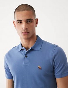 Abercrombie & Fitch icon logo short sleeve polo shirt in blue | ASOS