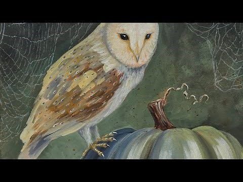 Owl on a Pumpkin Acrylic Painting LIVE Tutorial
