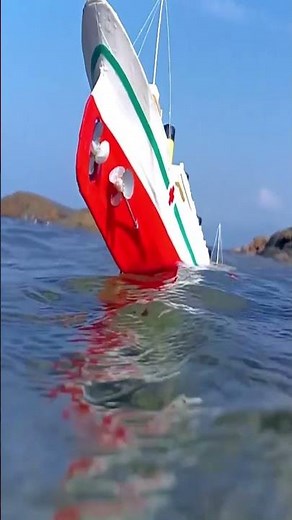 Cardboard ship sinking, model of the ship Britannic sinking after a mine explosion #sinkingship