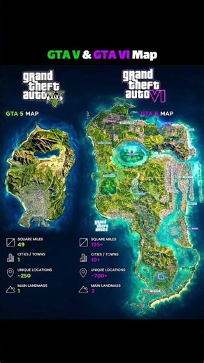 GTA 6 vs GTA 5: Map Size, Cities & Locations Compared! 🌴 #rockstargames