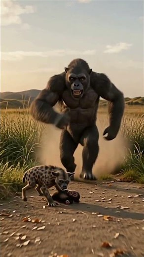 A Hyena Attacked Her Baby… The Gorilla Mom’s Revenge Was Instant #animals #shorts #viral #real