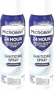 MICROBAN Disinfectant Spray, 24 Hour Sanitizing Spray, Unscented Scent, 2 Count (15oz Each)