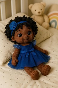 Amara Crochet Doll Pattern – Royal Blue Dress, Amigurumi Design (PDF) - Etsy