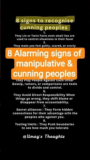 8 signs of manipulative and cunning personality #short#shortsfeed #Umays Thoughts