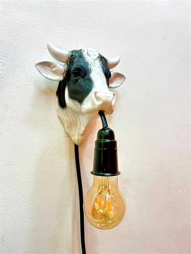 French Cow Head Wall Lamp With Lamp in Mouth, Unique Wall Decoration, Modern Interior Animal Decoration - Etsy