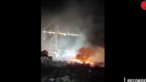 Blast Erupts on Container Ship Off-Dubai