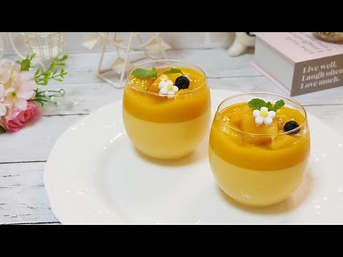 マンゴージュースで簡単！とろける甘さのマンゴープリン How to make mango pudding with melting sweetness