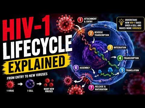 HIV-1 Lifecycle Explained | How HIV Infects Cells Step by Step