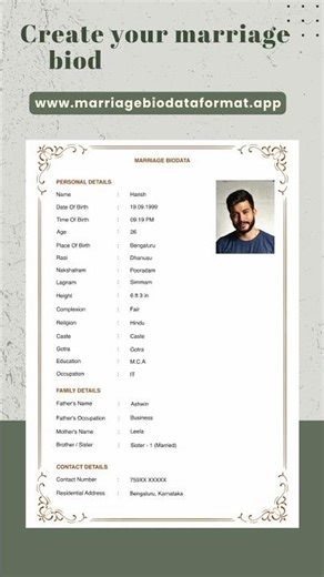 Perfect Marriage Biodata in 2 Minutes