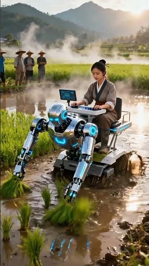 Futuristic Rice Planting Machine When Robots Farm the Fields #shorts #agriculture #automobile