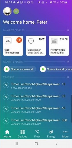 Homey Pro: Display progress of running Chronograph timer using Virtual Sensor (and a bunch of flows)