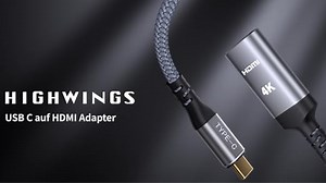 Highwings USB C HDMI Adapter 4K@60Hz, USB Type-C auf HDMI Adapter Thunderbolt 3/4 Kompatibel für iPhone 17/16/15 Pro/Max, für MacBook Pro/Air, für iPad Pro/Air, für Surface Book 2, für Galaxy usw.