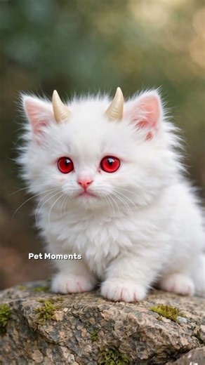 Super Cute Mini Albino Angora Cat with Horns and Red Eyes 🐱✨#shorts #uniquecat #cutecat