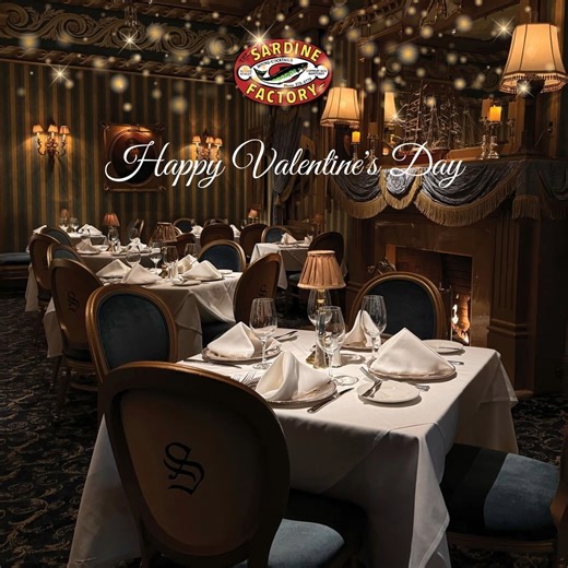 Happy Valentine’s Day from The Sardine Factory! Tonight, we celebrate love with our exquisite four-course prix-fixe menu and the enchanting sounds of live piano music. It is a true honor to be the backdrop for so many love stories this evening. Please note that our Early Bird menu will not be available tonight as we focus on our special Valentine’s celebration. We look forward to a spectacular night of romance and elegance with all of our guests! ✨🌹 Visit https://www.sardinefactory.com to exper