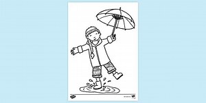 Splashing in a Puddle Colouring Sheet