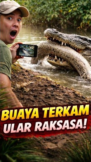BUAYA TERKAM ULAR PYTHON BESAR