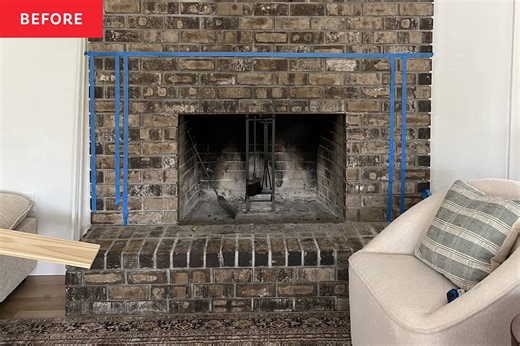 Before & After: A '70s Fireplace Gets a Luxe Paneled Makeover for $400