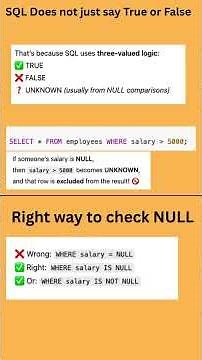 ⚡ SQL’s 3-Valued Logic Explained | Why You Must Use IS NULL Instead of = NULL 🚫