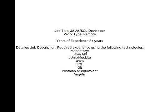 Canada Job Requirements