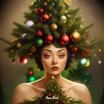 5.3K views · 700 reactions | A lady wearing a Christmas tree on her head, while holding a Christmas tree. | Pam's Gifs and Videos | Facebook