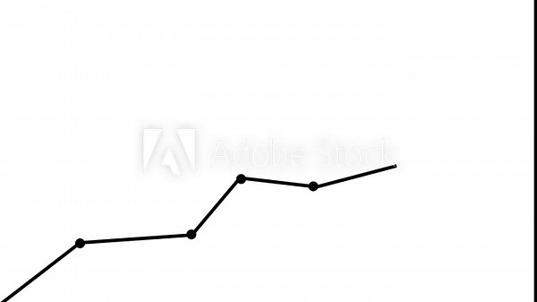red graph line going up, from one point to the highest point. green screen. Fast rising graph. Business cartoon animation. Economic metaphor.
