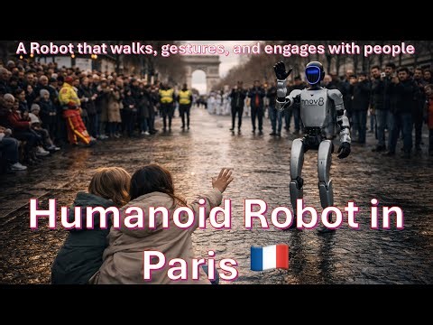 A Humanoid Robot walking on the Champs-Élysées, Paris during a Chinese new year parade on Feb 1 2026