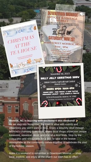 Monroe, NC is buzzing with excitement this weekend! 🎉 As we step into November, the town is alive with events and attractions you won’t want to miss. Enjoy a leisurely stroll through Monroe’s charming downtown, where local shops showcase unique treasures, seasonal décor, and one-of-a-kind finds. Stop by the cozy cafés and restaurants for a bite, or take in the festive atmosphere as the community comes together to celebrate the start of the holiday season. Make it a weekend to remember in Downto