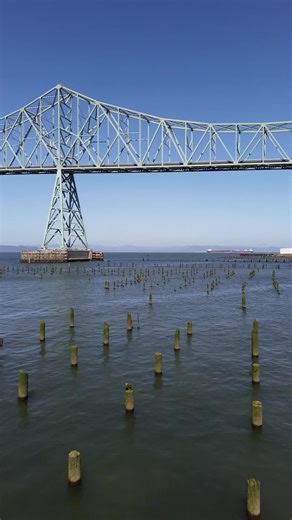 The Astoria-Megler Bridge connects Oregon to Washington and spans the mouth of the Columbia River. Its the largest continuous truss bridge in North America. The scale of it is truly impressive - it looks much bigger in person. #dronevideo #oregoncoast #astoria #astoriaoregon