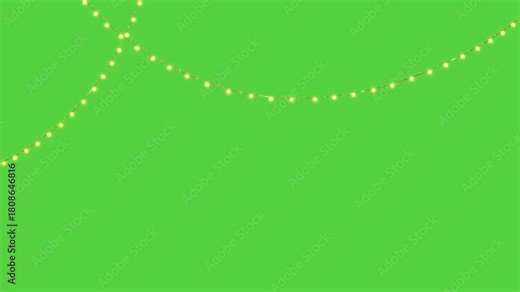 Twinkling Christmas Fairy Lights Overlay on Green Screen , Festive String Lights Animation with Alpha Channel