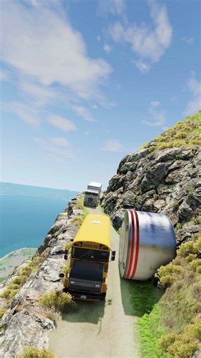 Cars & School Bus Vs Giant Pit Bollards Crash BeamNG.Drive