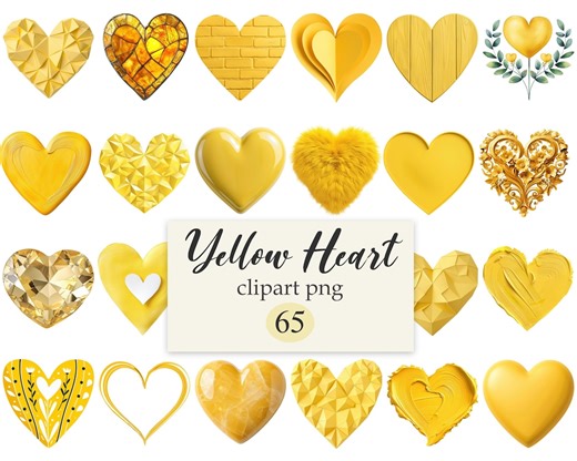 Yellow Heart Clipart, Heart PNG, Digital Download - Etsy