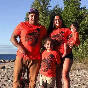 Join Stephanie and her family in wearing this year’s orange shirt designed by Indigenous artist Timothy Foster to recognize the National Day for Truth and Reconciliation. Orange Shirt Day continues to raise awareness about the intergenerational trauma caused by residential schools on Indigenous families and communities. 100% of the profits from every orange shirt sold in our stores and on walmart.ca will go to Orange Shirt Society to support their important work in reconciliation, awareness, and