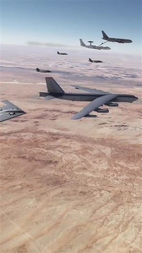 AWACS refueling in the air with B-52 and Spirit bombers | Lemxras