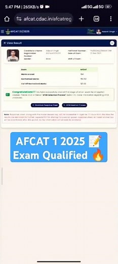 AFCAT 1 2025 result 🔥 Exam Qualified 🥳 Cutoff: 121 😱 Adarsh Talks | #afcat cut off 2025 #icg #cds