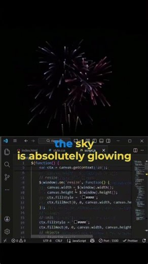 How to make a cracking fireworks in HTML,CSS and JAVASCRIPT in VS code.