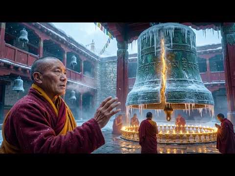 Tibetan Monks Chant Beside Frozen Bells - Deep Prayer for Anxiety Relief & Inner Silence