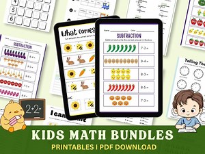 Kids Math Worksheets Bundle, Addition Subtraction, Trace Numbers (printable PDF) - Etsy Australia