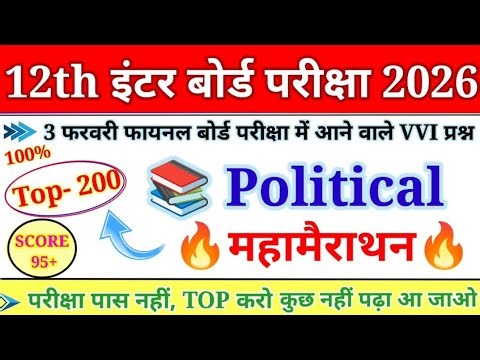 Political Science Class 12th Objective Questions 2026 |Class 12 Political Science Objective Question