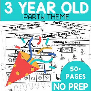 Preschool Age 3 Party Worksheets Celebration and Birthday Theme Unit Pre-K Three