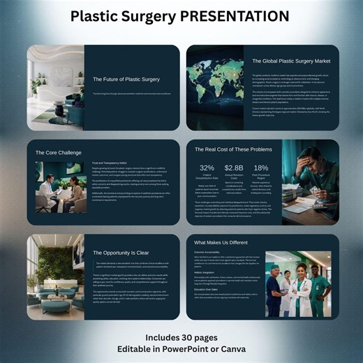 Plastische Chirurgie Präsentation Canva Vorlage | Medizinische & ästhetische Klinik-Slides | Power Point - Etsy.de