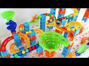 Marble Run Race ASMR ☆ Haba Double Slope with Marble Rush Ultimate Set & Building Blocks Toy #54