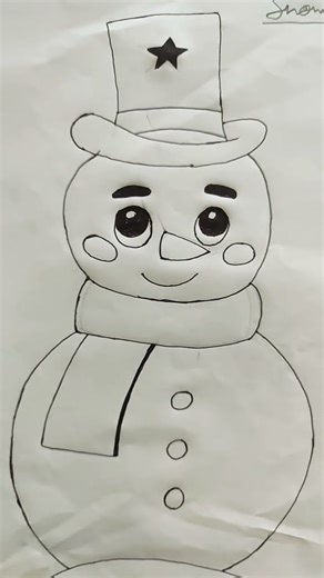 Draw a cute snowman ☃️ only outline