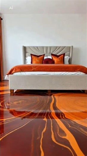 THIS FLOOR IS UNREAL 😱 Luxury Red& Orange Metallic Bedroom Glow Up!#shorts #epoxyfloor