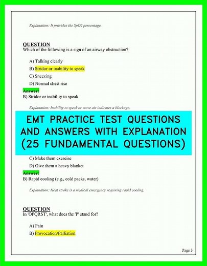 EMT Practice Test Questions and Answers with Explanations | 25 Fundamental Questions 2026 Review