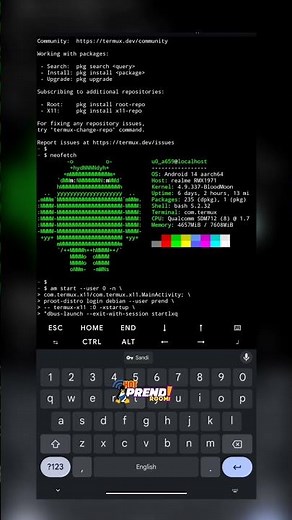 Starting Debian Linux with LXQT Desktop Manager over Termux on Android.